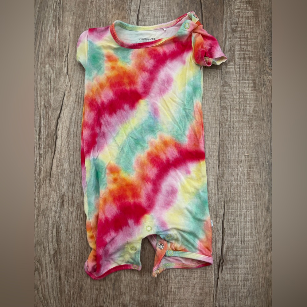 Posh Peanut Tie-Dye Bodysuit in Pink, Yellow & Blue